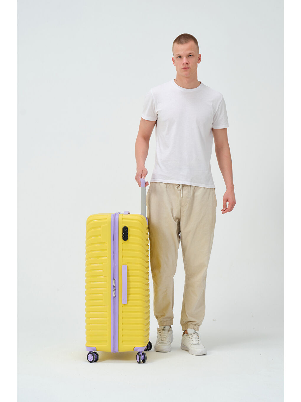 Büyük Boy Sarı-Lila PP Valiz-2
