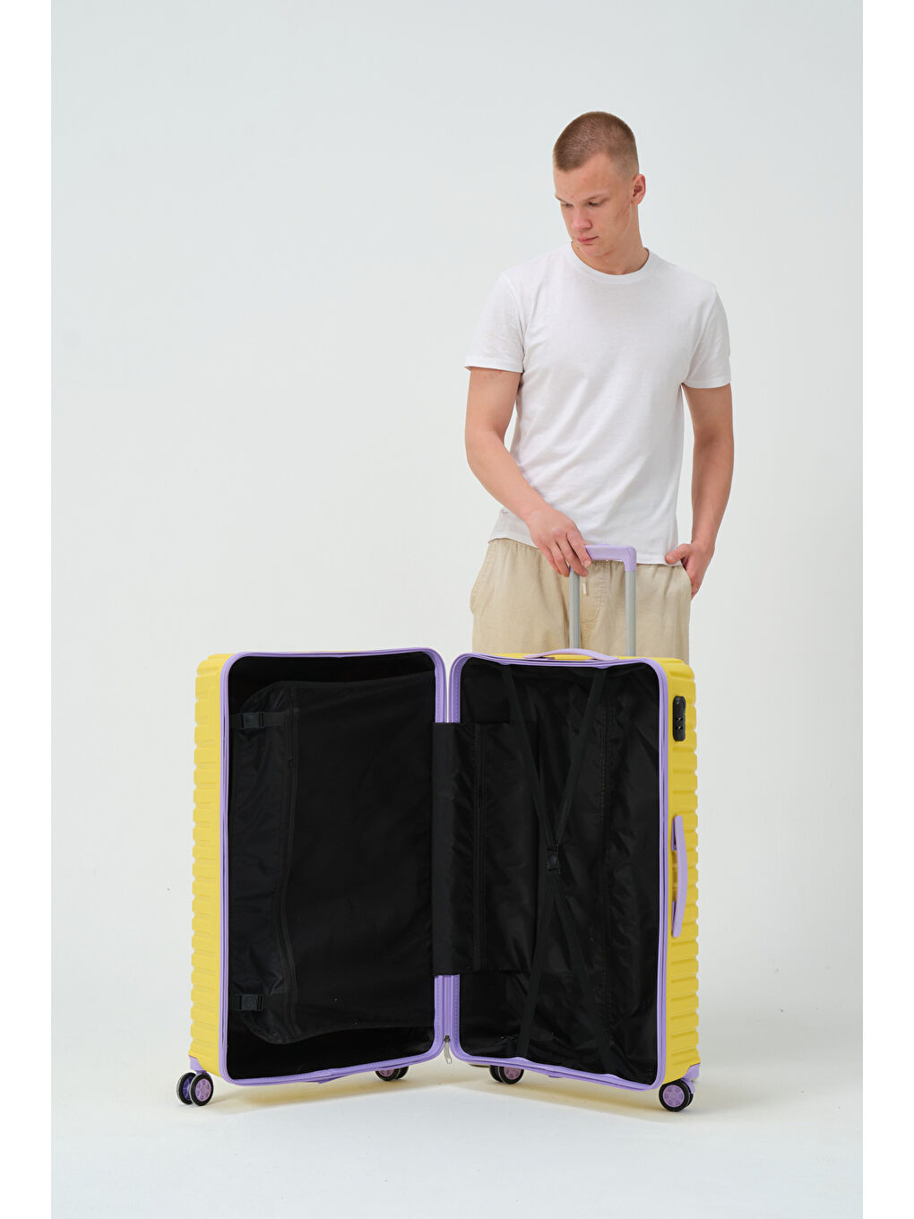 Büyük Boy Sarı-Lila PP Valiz-3