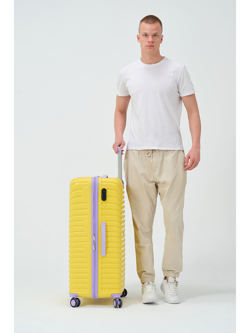Büyük Boy Sarı-Lila PP Valiz-5