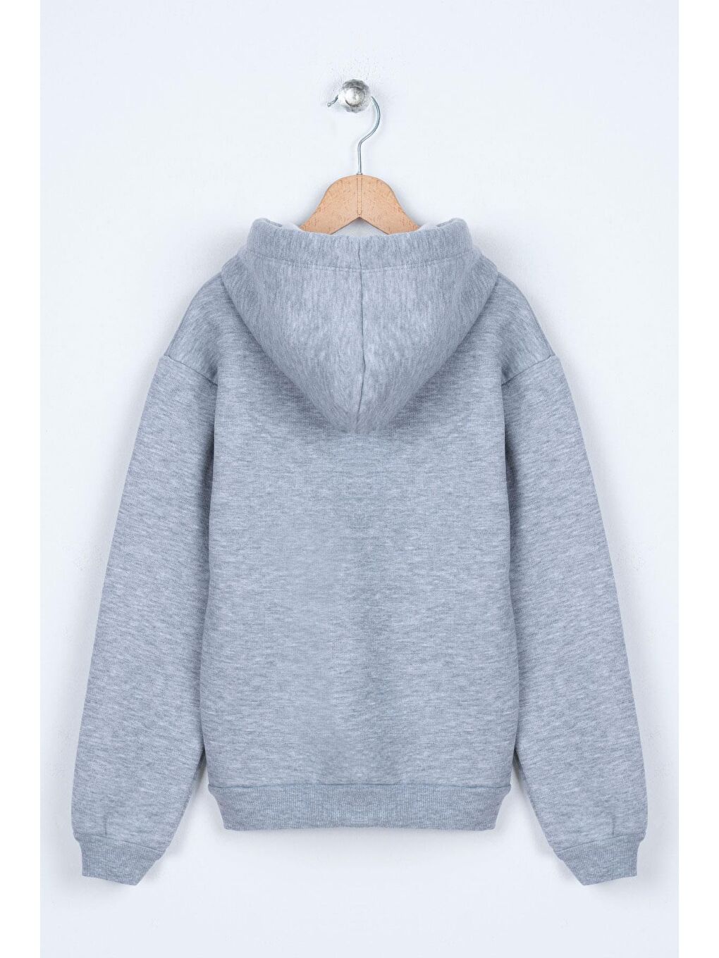 Kapüşonlu Uzun Kol Cepli Gri Renk Erkek Çocuk Sweatshirt-1
