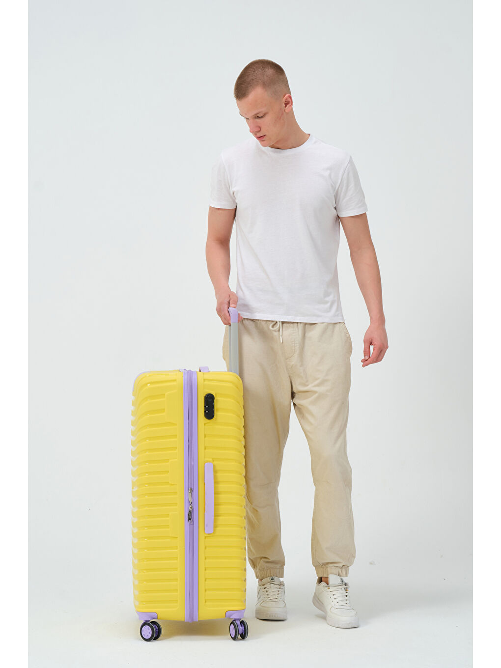 Büyük Boy Sarı-Lila PP Valiz-6