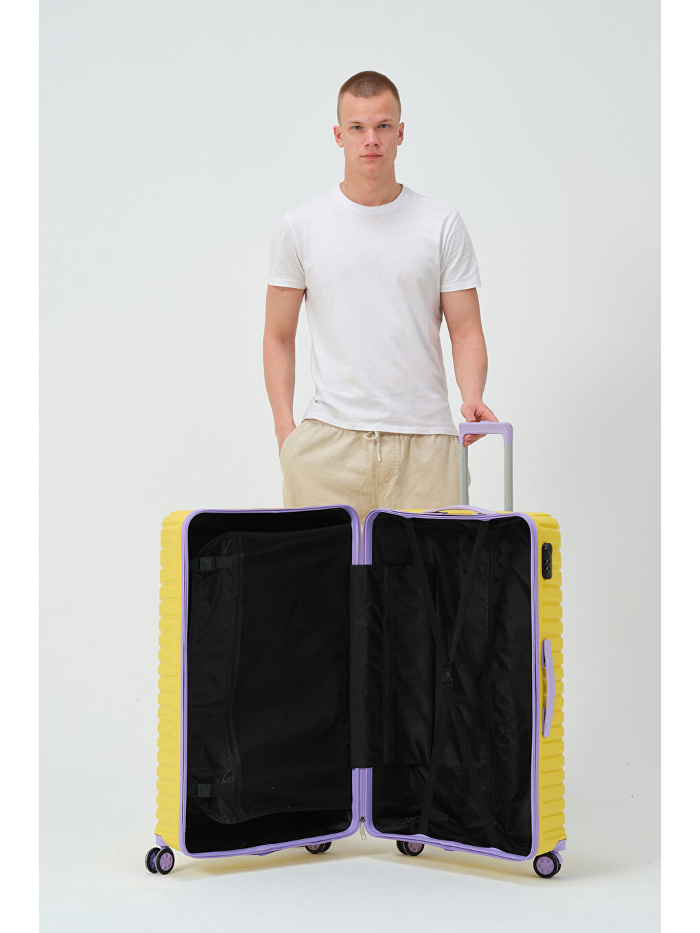 Büyük Boy Sarı-Lila PP Valiz-8