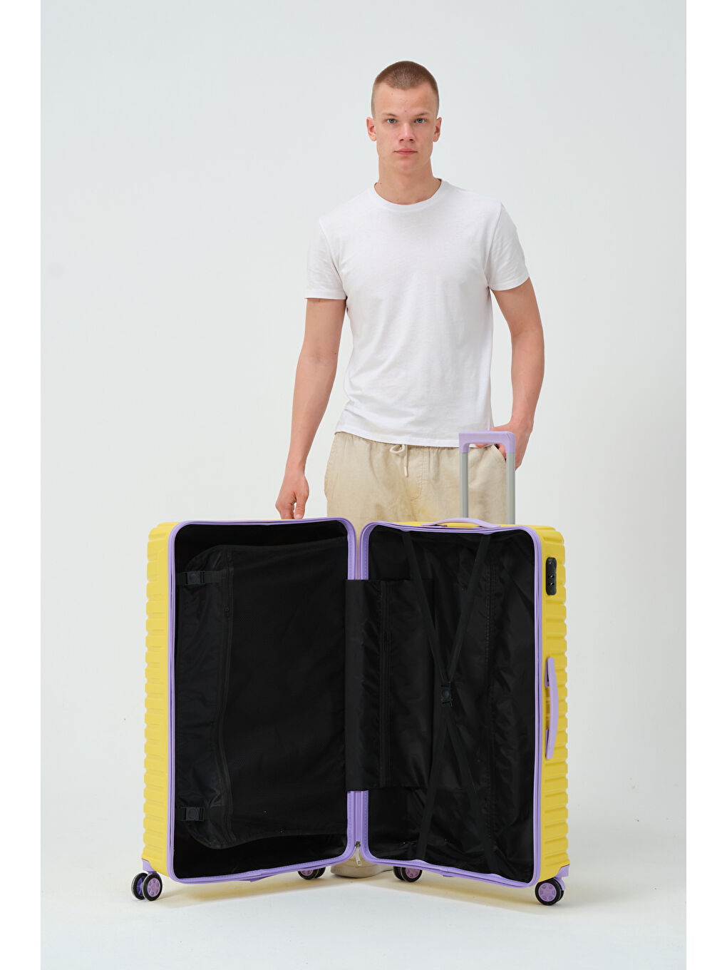 Büyük Boy Sarı-Lila PP Valiz-9