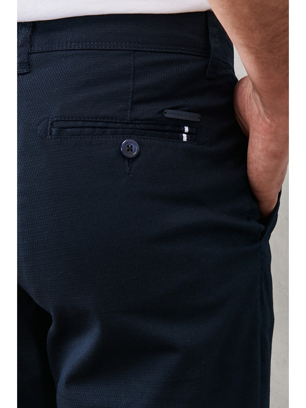 Erkek Lacivert Comfort Fit Rahat Kesim Chino Casual Pantolon-5