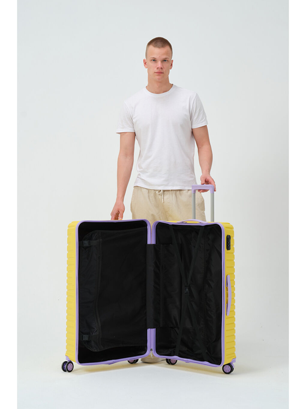 Büyük Boy Sarı-Lila PP Valiz-10
