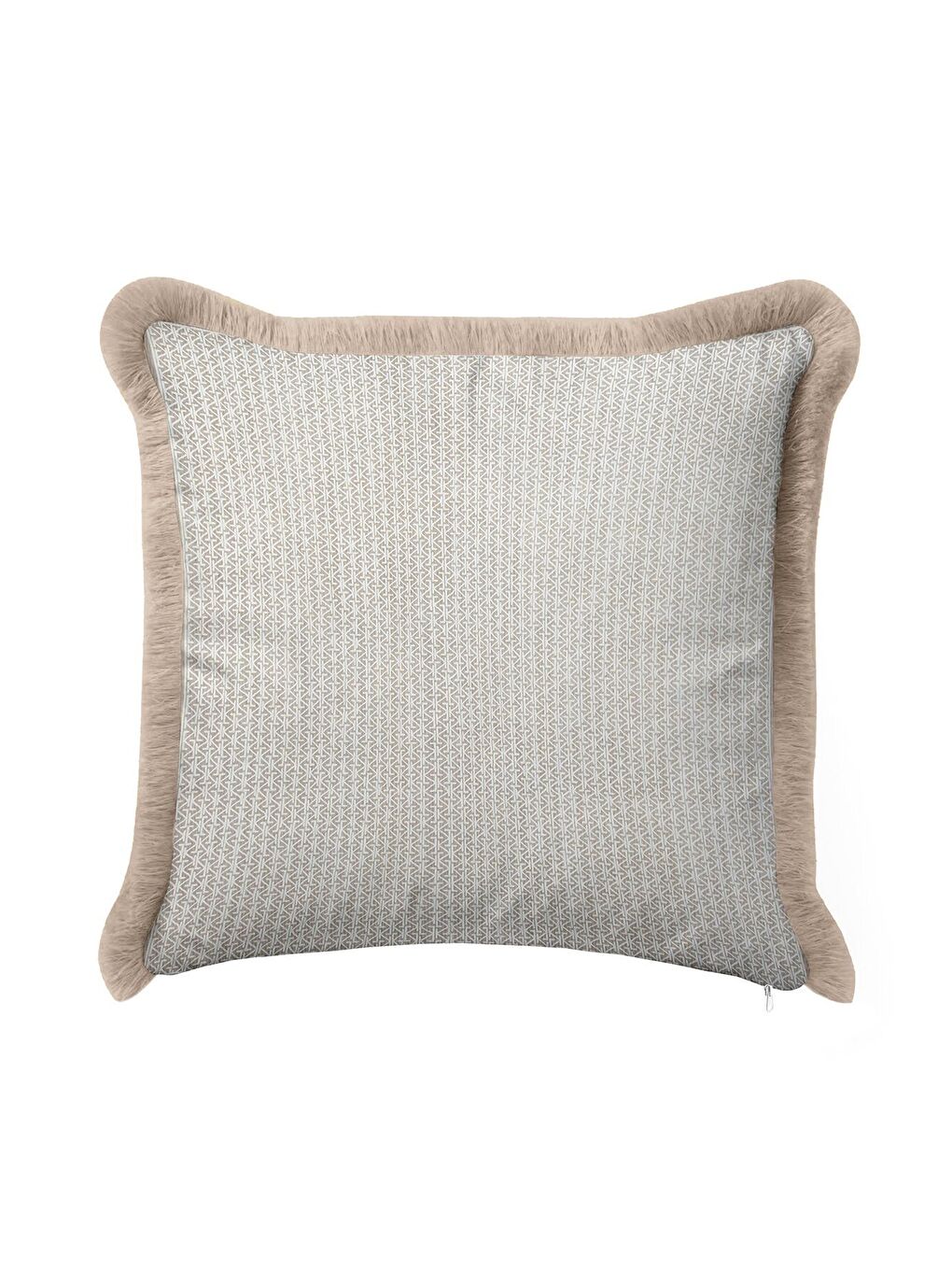Karışık Geometrik Modern Lüks Saçaklı Yastık Kılıfı - Naturel İskandinav Bej Püsküllü Kırlent Kılıfı-2
