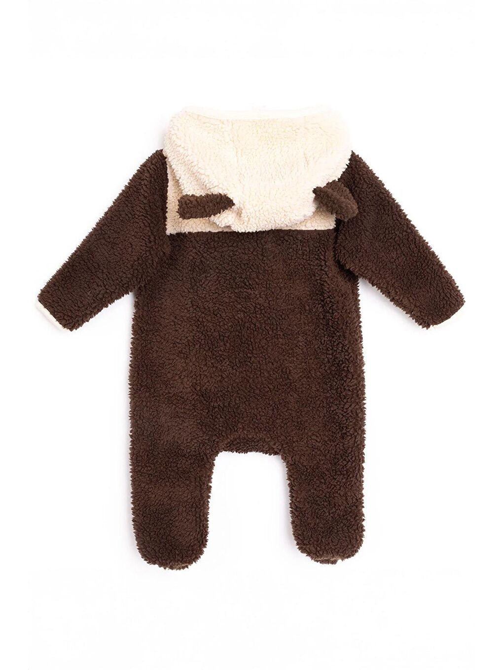Kahverengi Unisex Bebek Pelüş Kulak Detaylı Tulum (3 Ay - 1 Yaş)-3