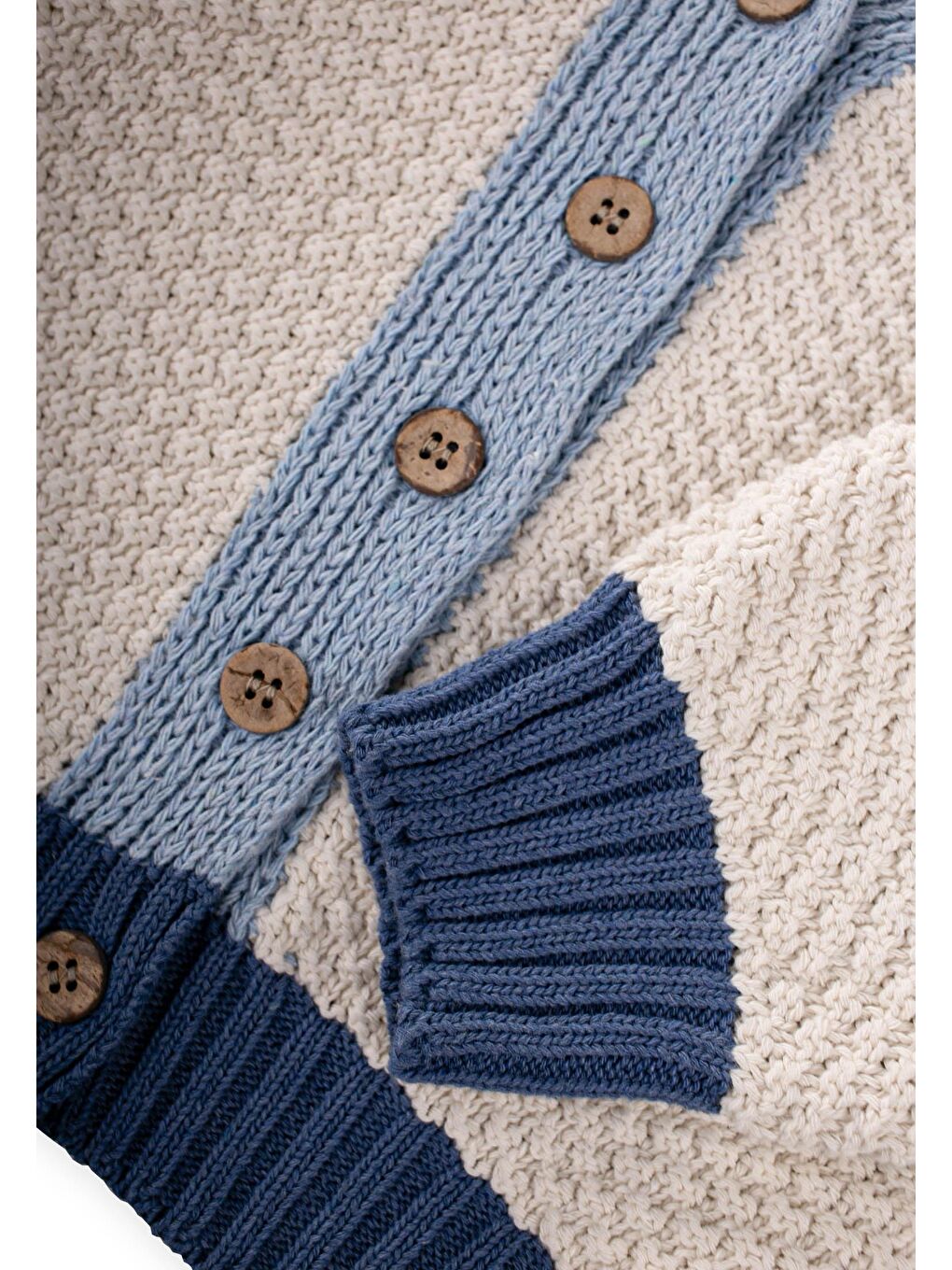 Triko Düğmeli Hırka 2-8 Yaş Naturel Mavi-2