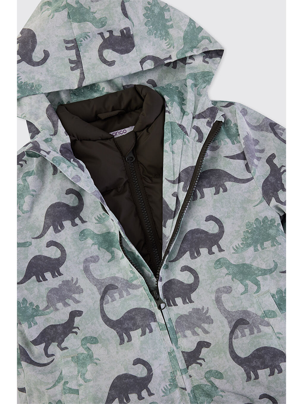 Erkek Bebek Dinozor Desenli Antrasit Mont-2