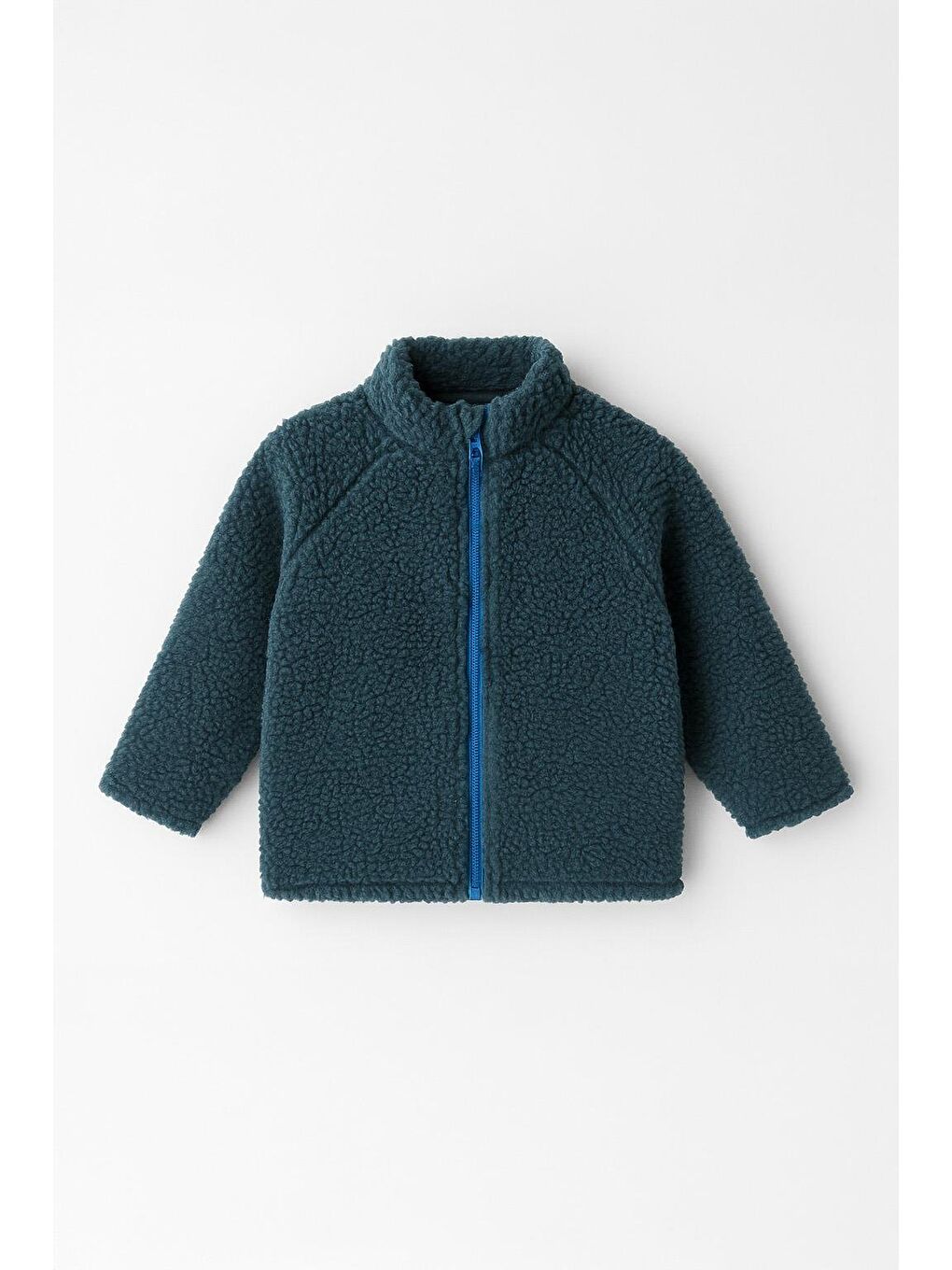 Petrol Unisex Bebek Astarlı Fermuarlı Pelüş Mont-1