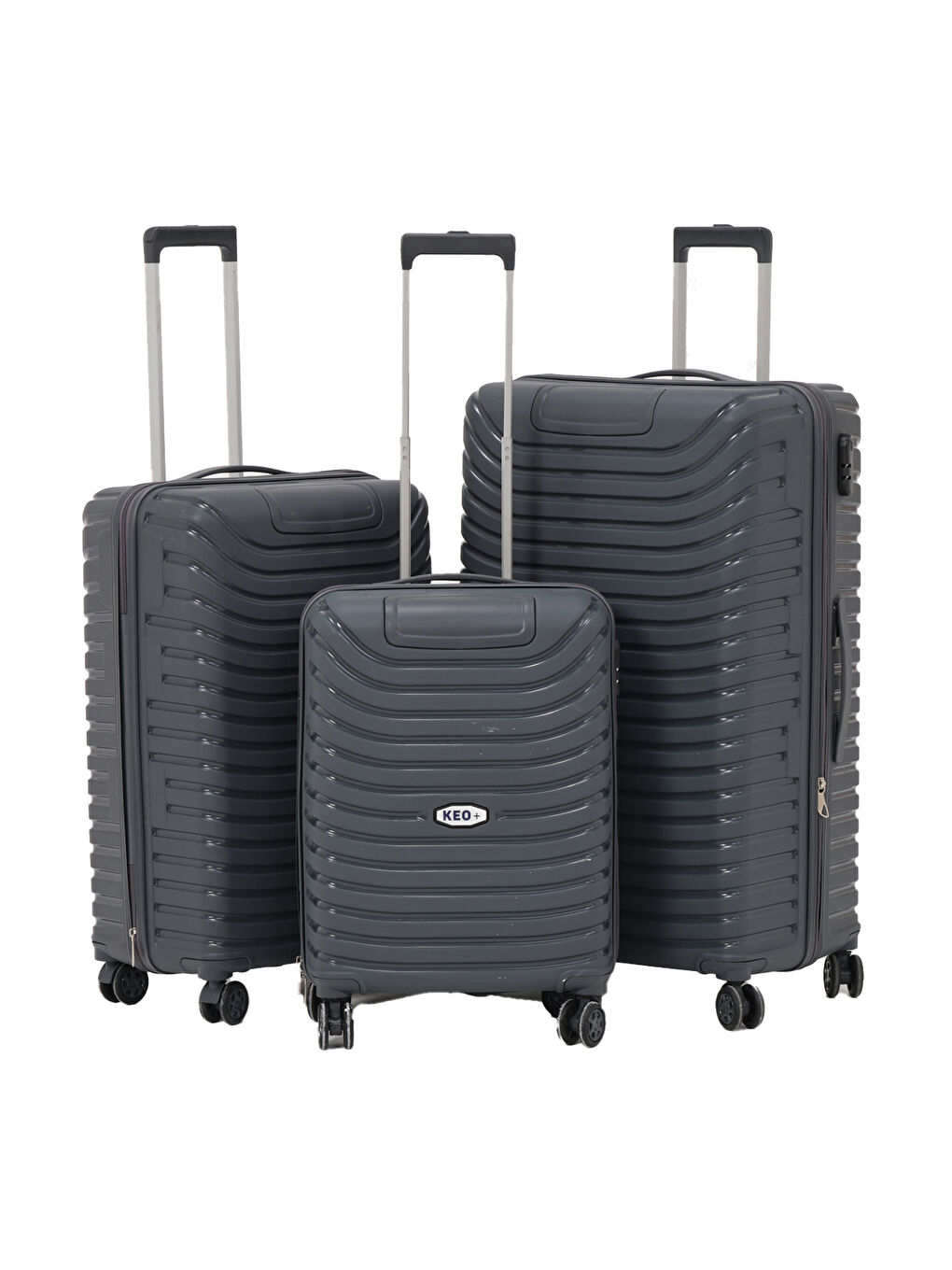 Gri 3’lü Set Füme PP Valiz