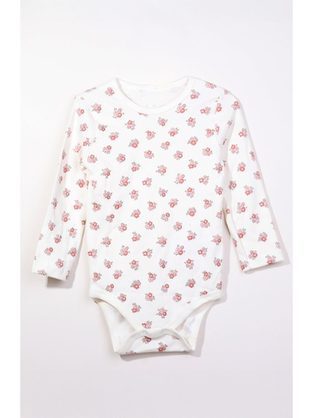 Beyaz Kız Bebek %100 Pamuklu Çicek Baskılı Tulum (3 Ay 3 Yaş)