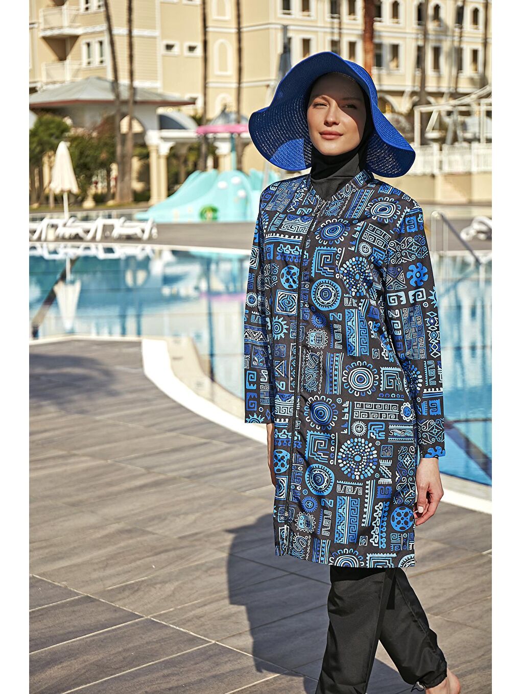 Siyah Paraşüt Tam Kapalı Tesettür Mayo R4607 Ümran-3