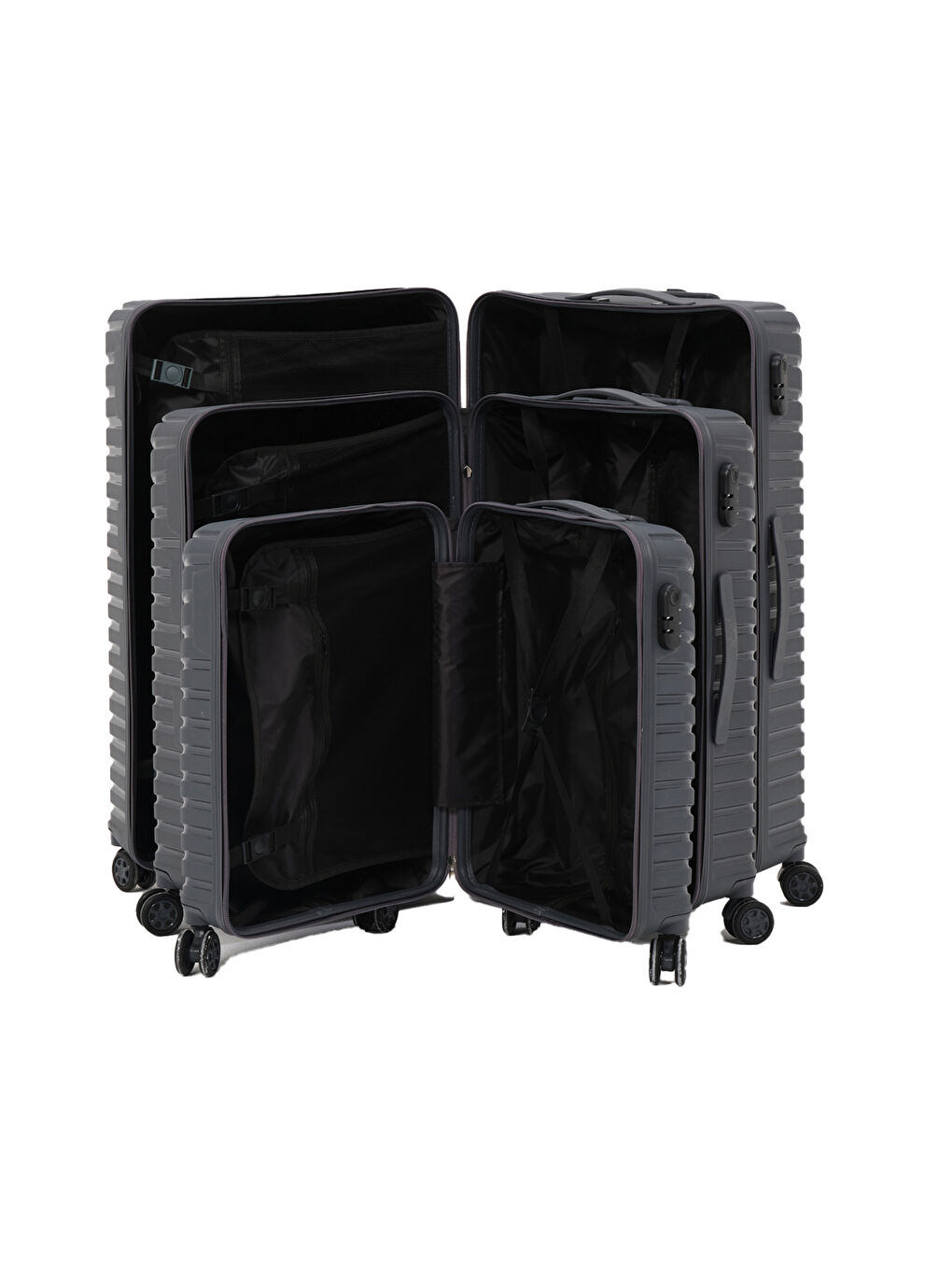 Gri 3’lü Set Füme PP Valiz-5