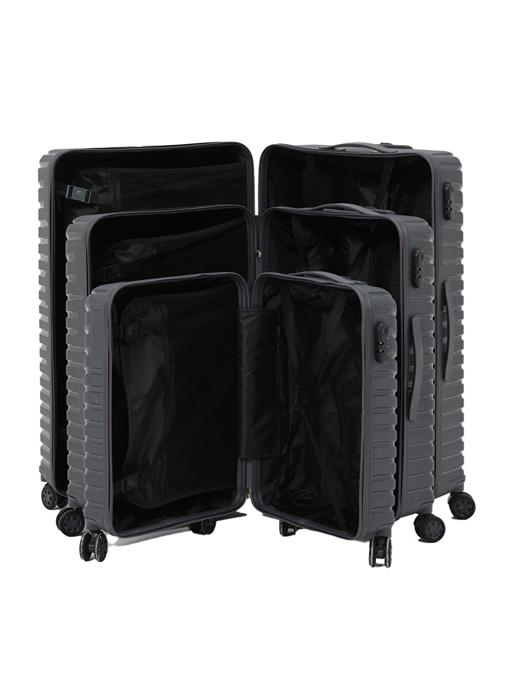 Gri 3’lü Set Füme PP Valiz-6