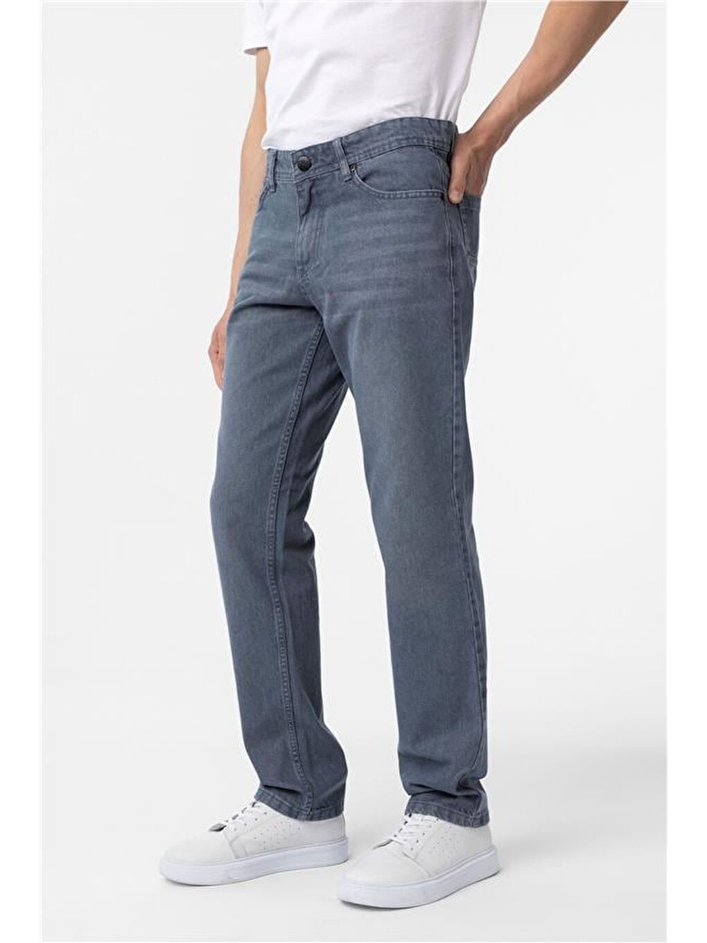 Gri Regular Denim Pantolon-2