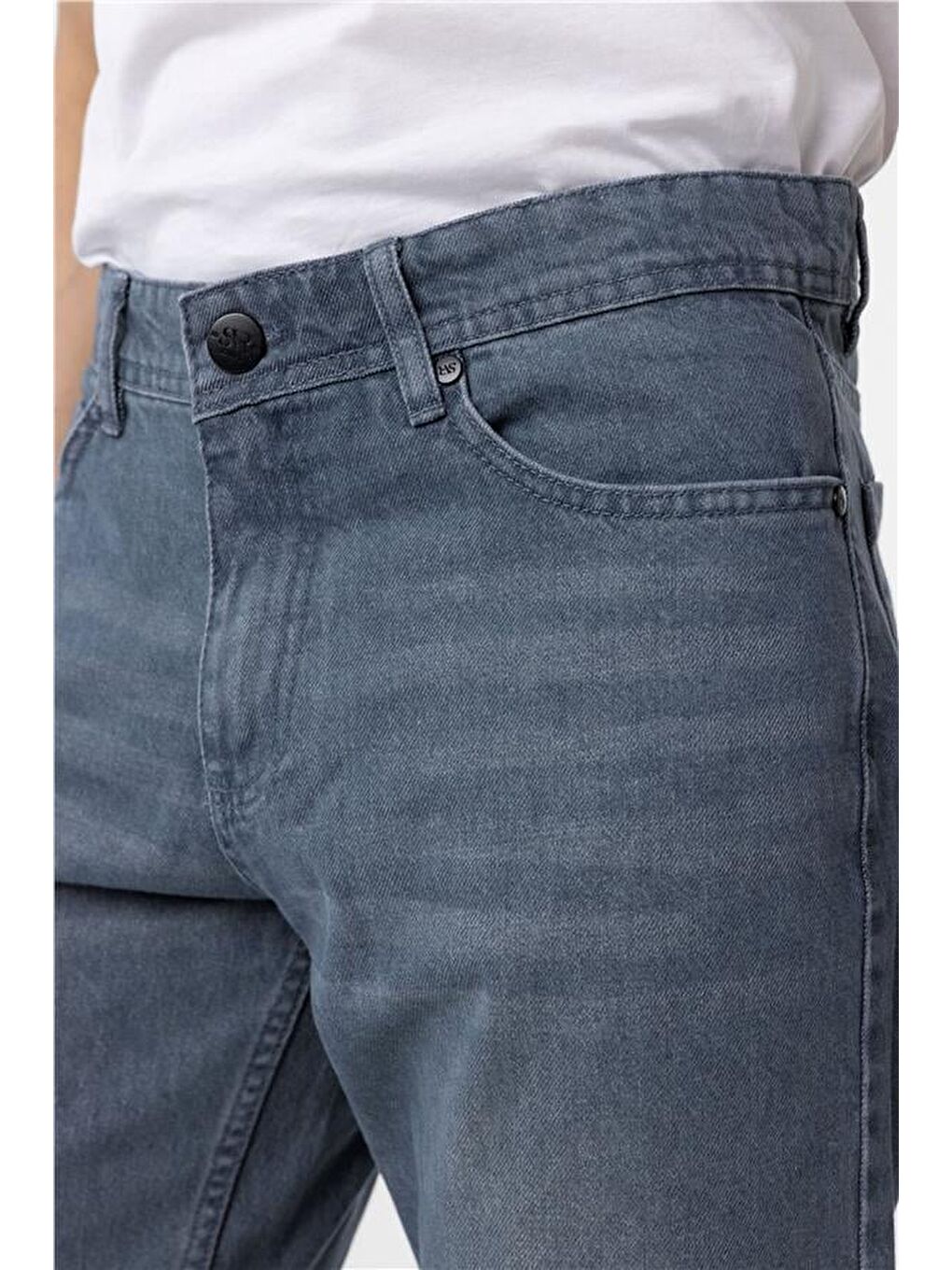 Gri Regular Denim Pantolon-3