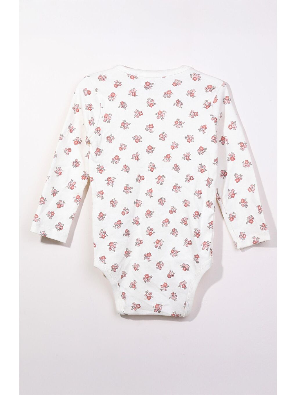 Beyaz Kız Bebek %100 Pamuklu Çicek Baskılı Tulum (3 Ay 3 Yaş)-1