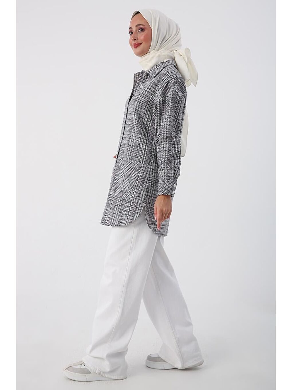 Lila-Gri-Cepli Çıtçıtlı Oduncu Gömlek-2