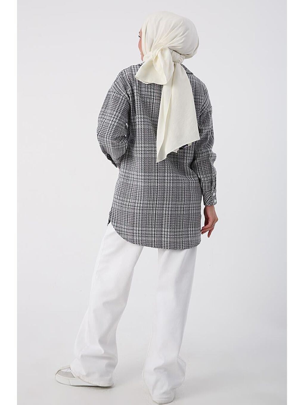 Lila-Gri-Cepli Çıtçıtlı Oduncu Gömlek-3