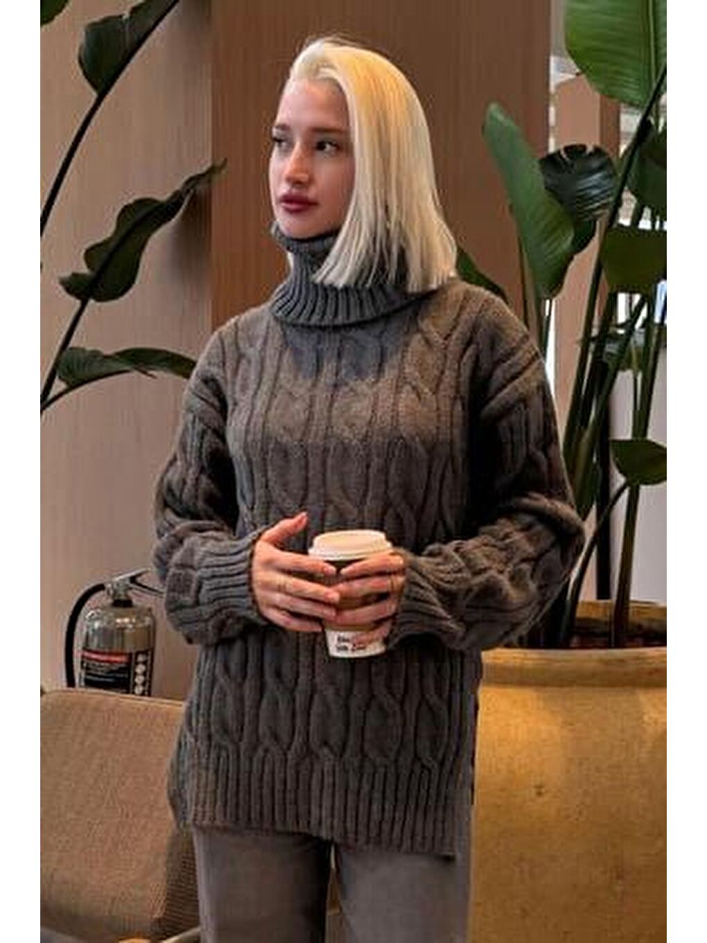 Antrasit Boğazlı Triko Kazak Mg2376