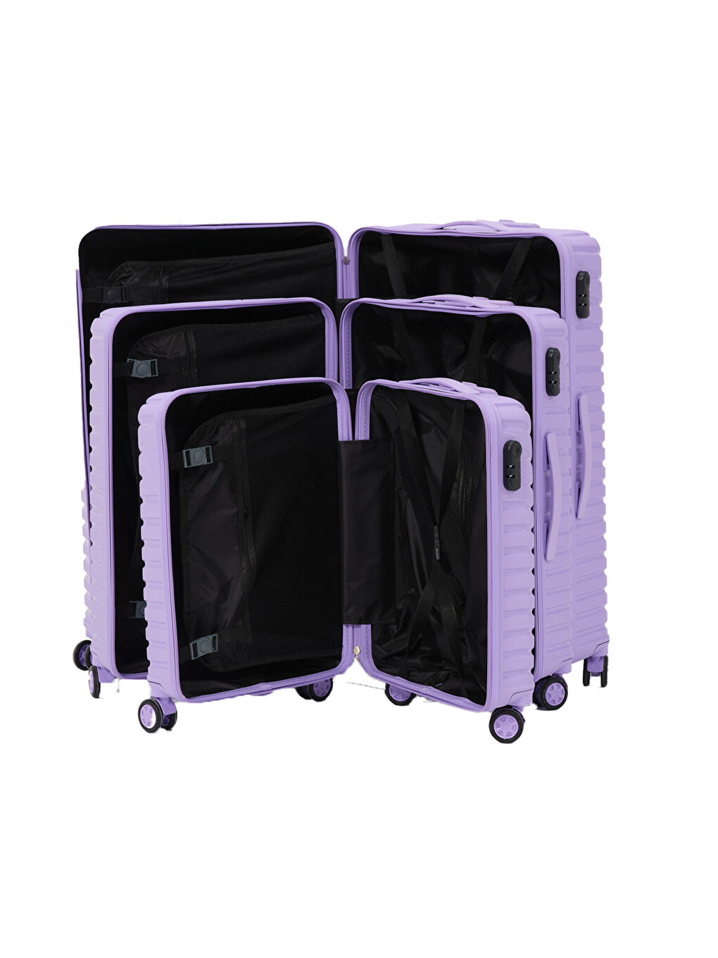 3’lü Set Lila PP Valiz-1