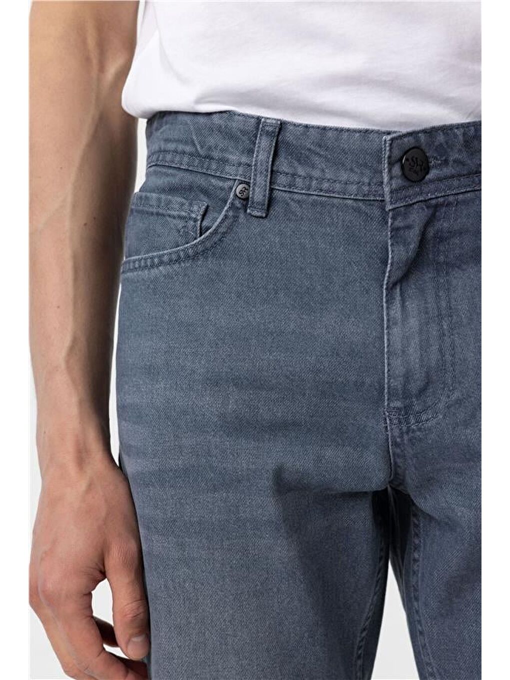 Gri Regular Denim Pantolon-4