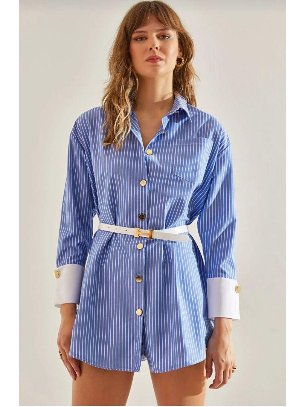 Mavi Trikoton Gömlek-1