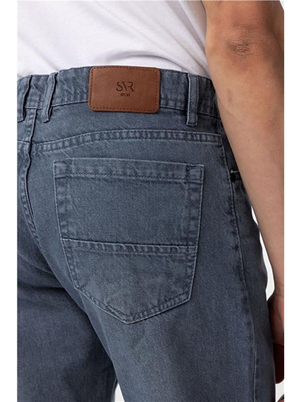 Gri Regular Denim Pantolon-5