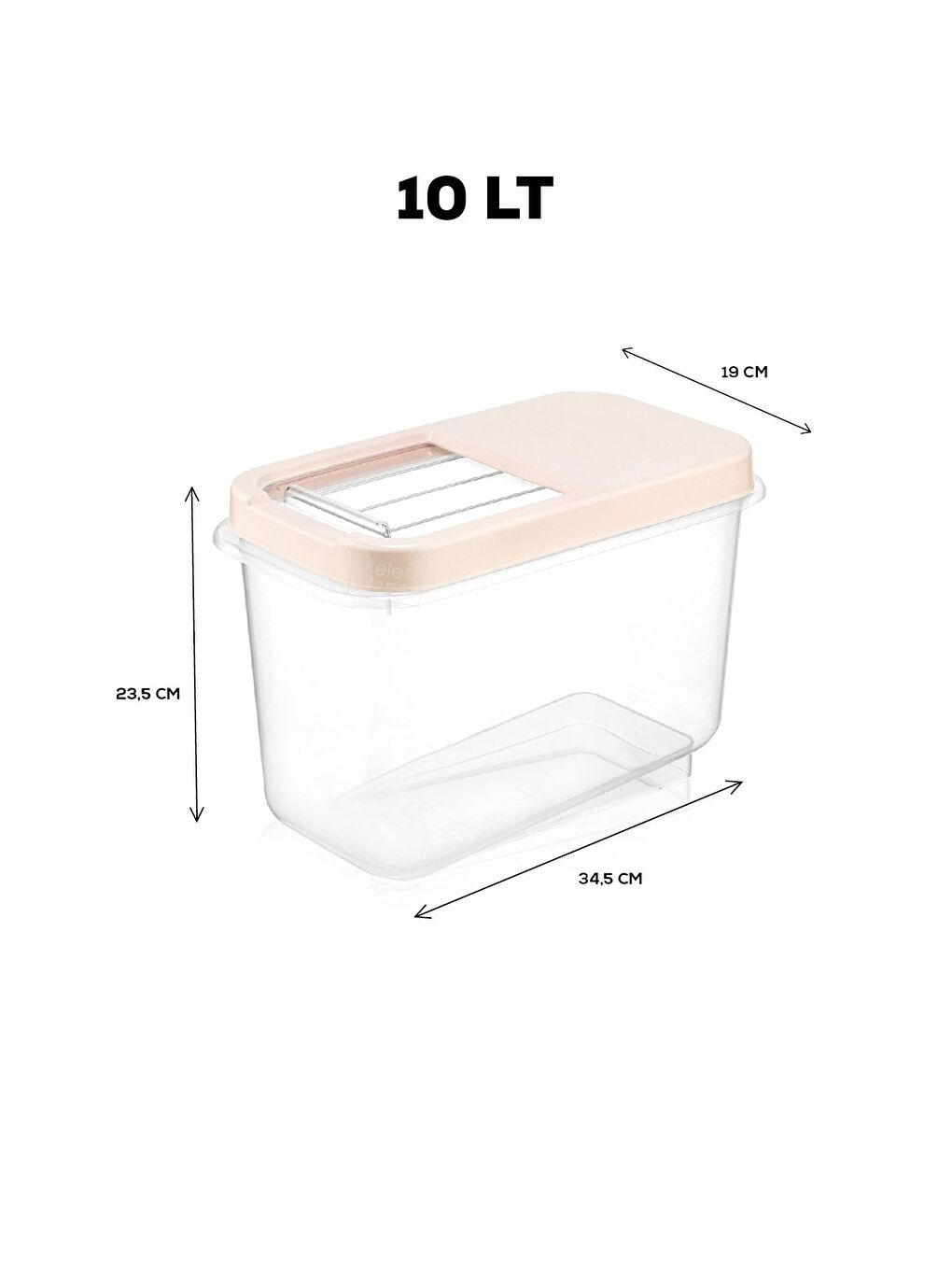 Ekru 10 Lt Bakliyat Saklama Kabı Kayar Kapaklı Erzak Saklama Kabı Un Kabı Krem-1