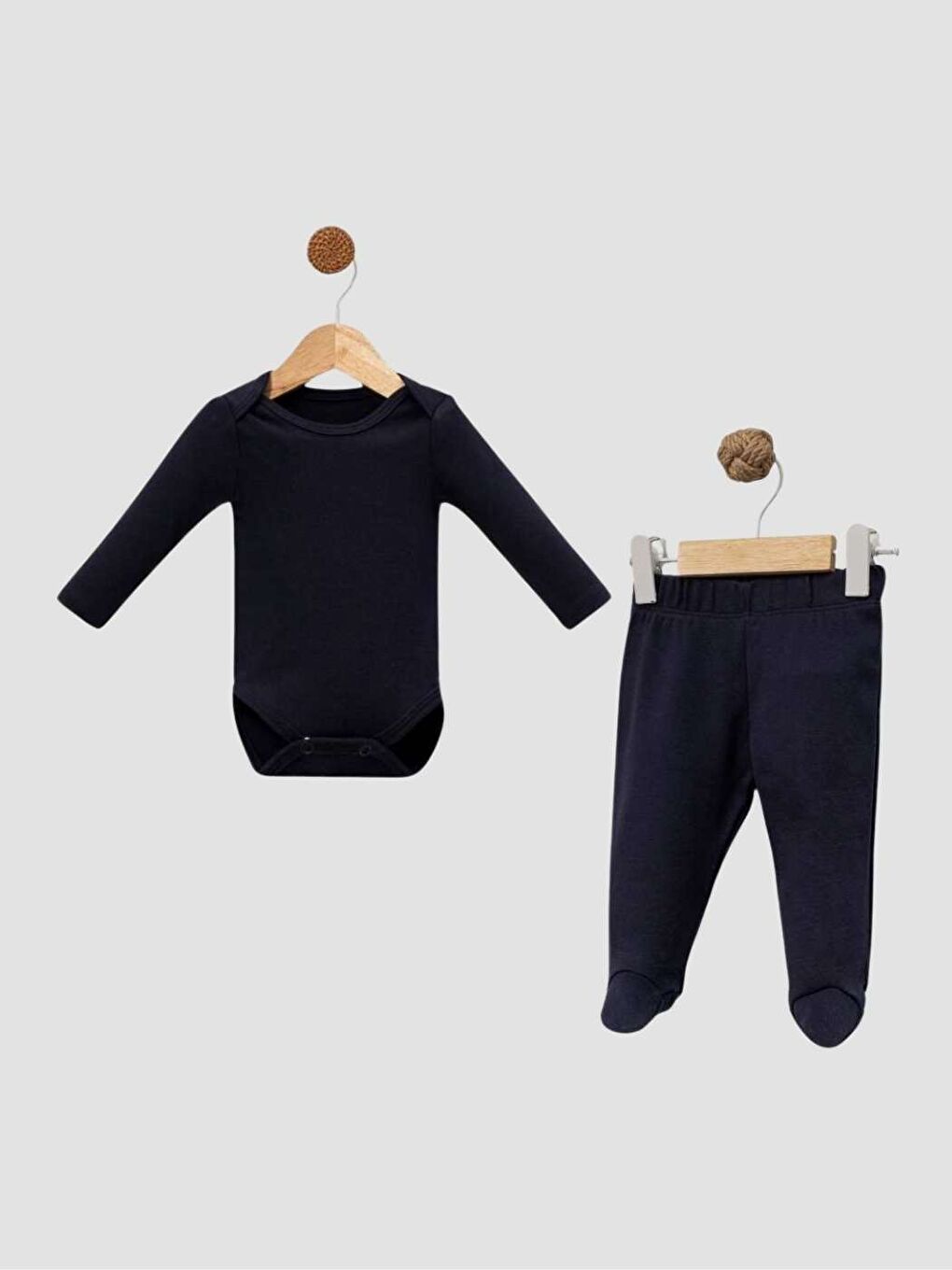 Lacivert Bebek Penye Unisex  Elastanlı Takım  Uzunkollu
