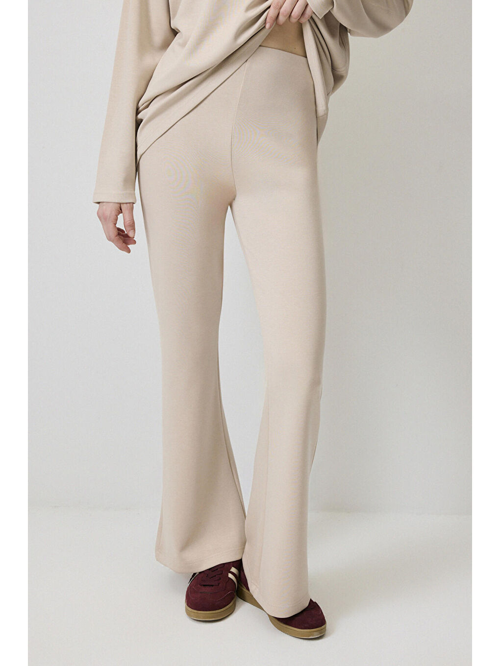 Bej Modal Scuba Tunik Pantolon Takım-2