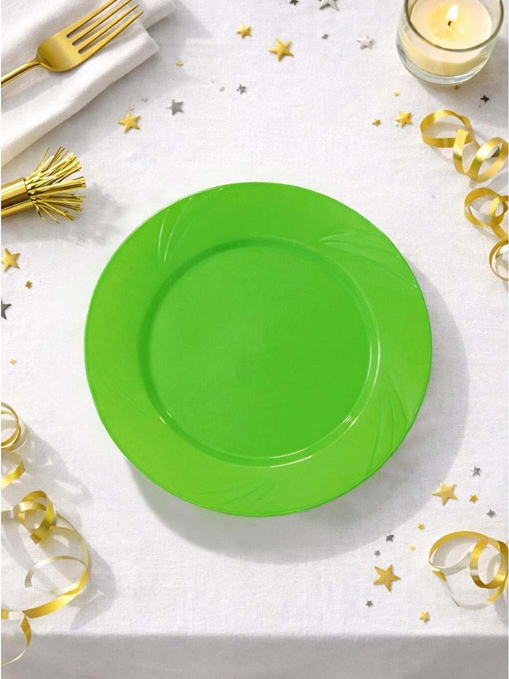 Lüks Plastik Mika Tabak Parti Tabağı Yeşil 6'lı 23 Cm