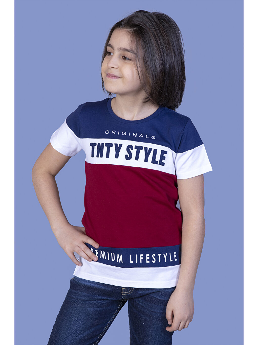 Lacivert Erkek Çocuk Garnili TNTY Nakışlı Tişört
