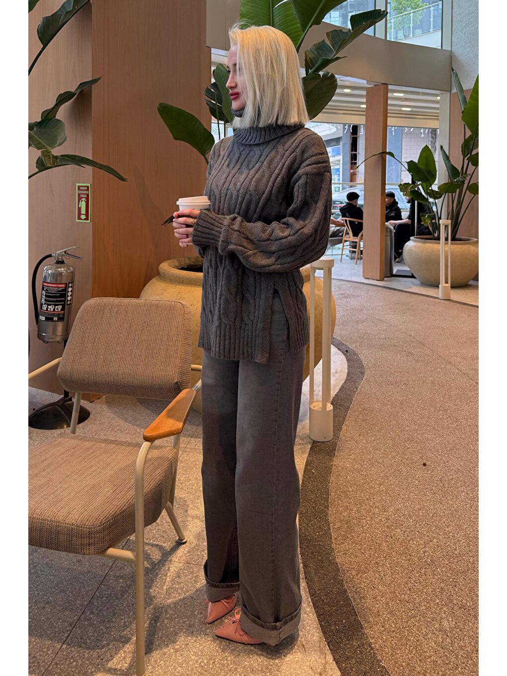 Antrasit Boğazlı Triko Kazak Mg2376-4