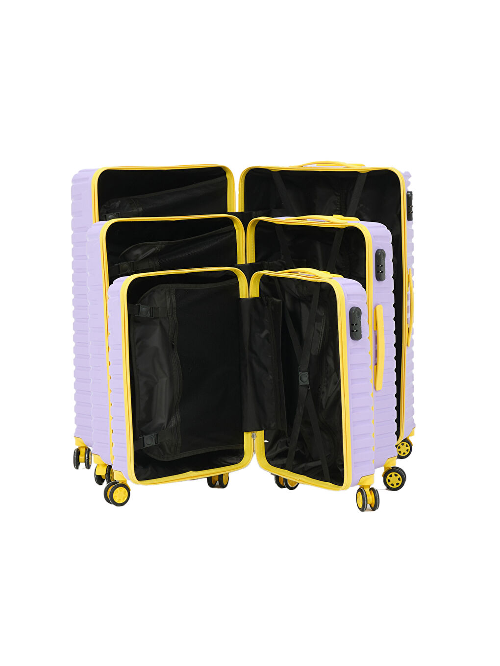 3’lü Set Lila-Sarı PP Valiz-4