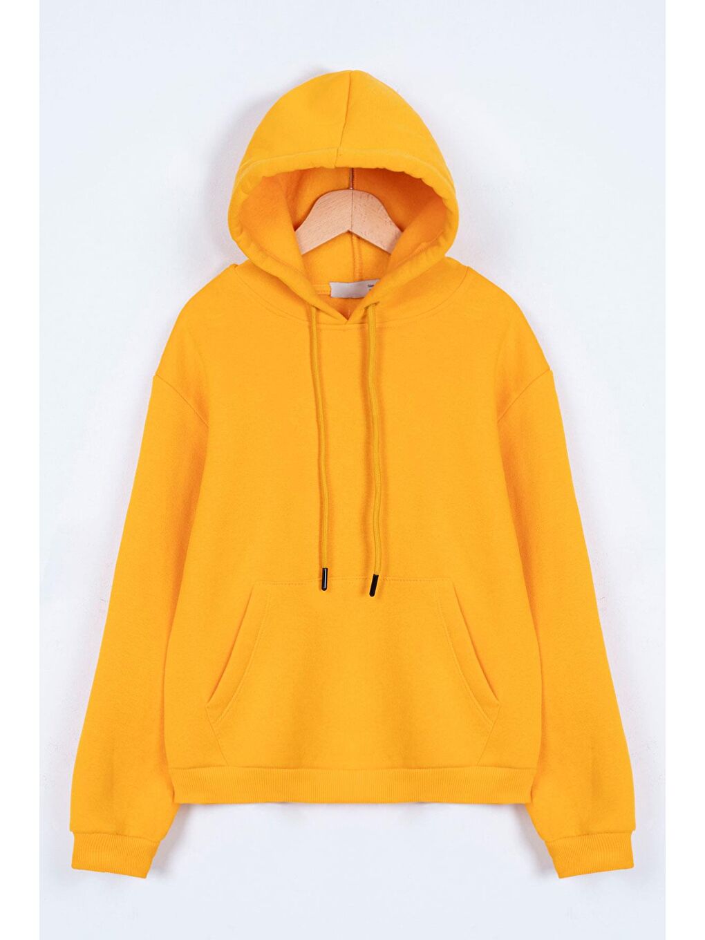 Sarı Kapüşonlu Uzun Kol Cepli Hardal Renk Erkek Çocuk Sweatshirt