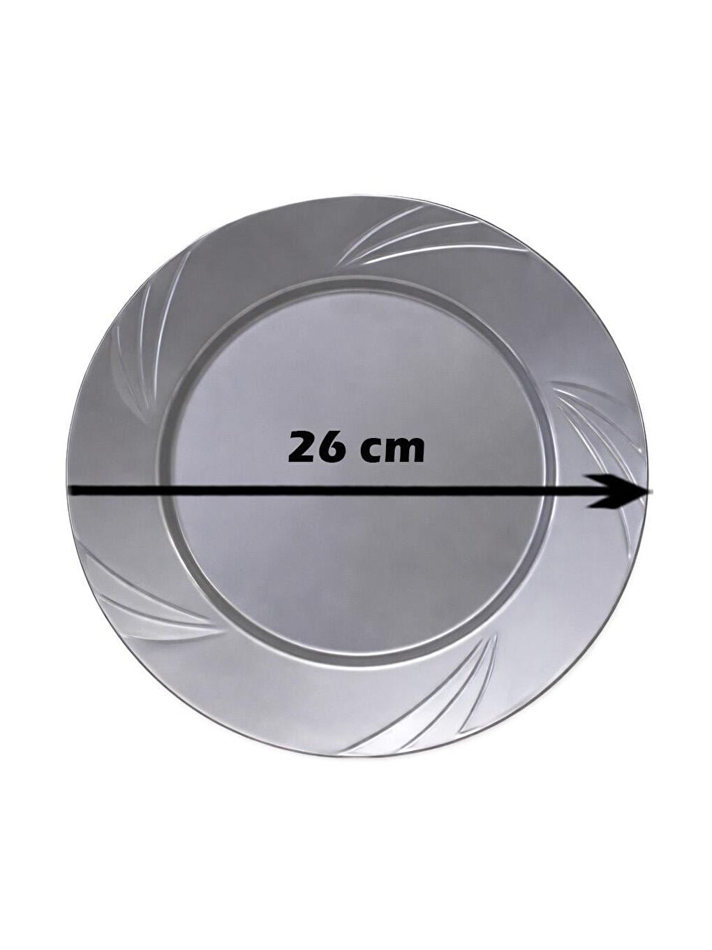 Gri Lüks Plastik Mika Tabak 6'lı 26 Cm Gümüş-2