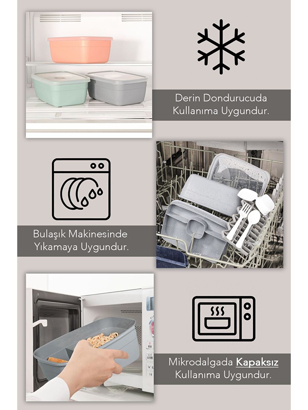 2 Katlı Bölmeli Beslenme Kabı Yemek Taşıma Saklama Kabı Diyet Lunch Box Sosluk Kaşık Çatal Gri-4