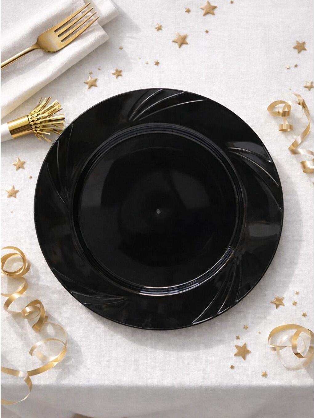 Lüks Plastik Mika Tabak Siyah 26 Cm 6'lı