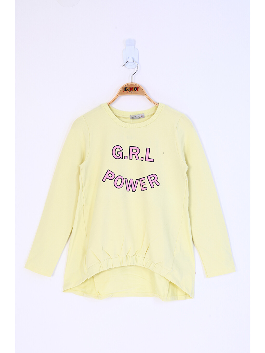 Sarı Kız Çocuk Grl Power Baskılı Tişört
