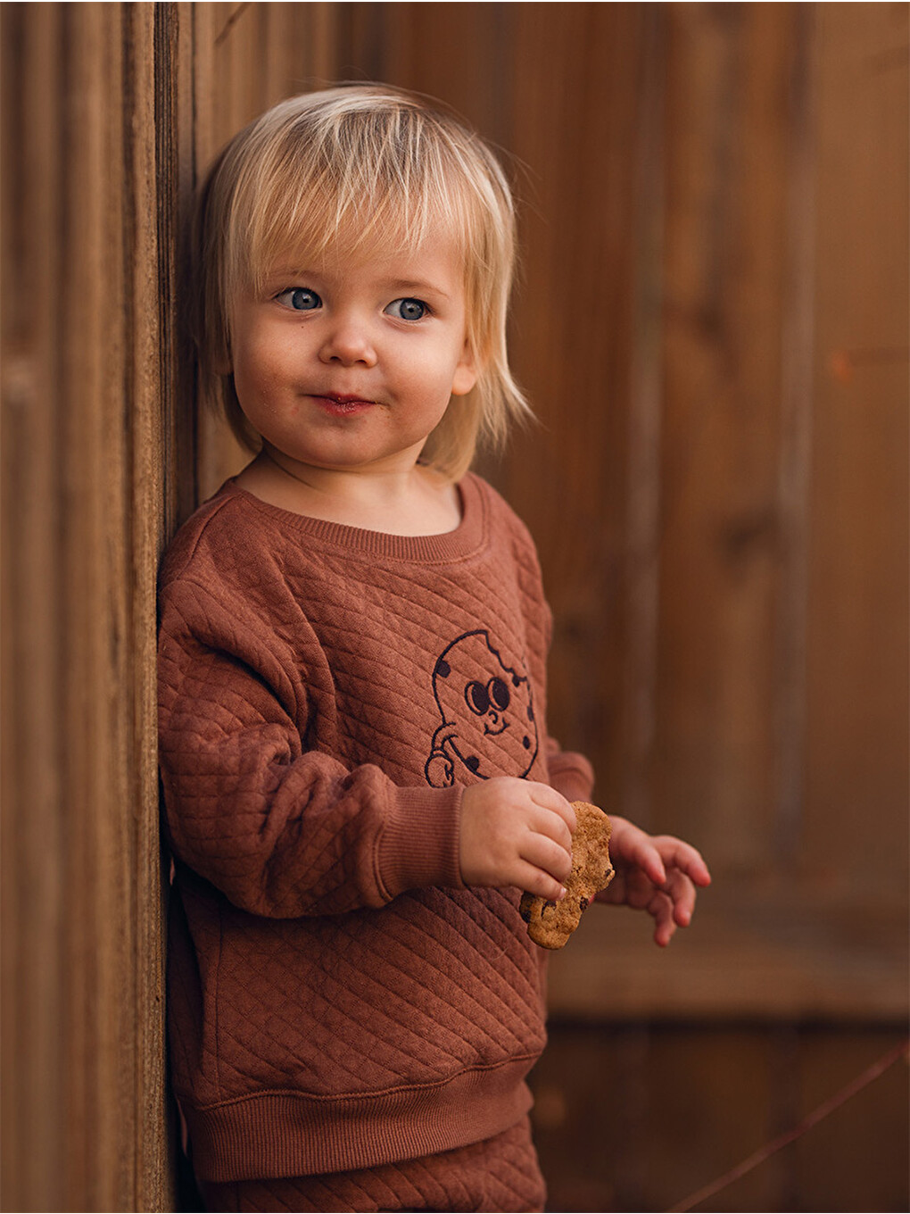 Organik Kahverengi Erkek Bebek Sweatshirt Eşofman Takımı