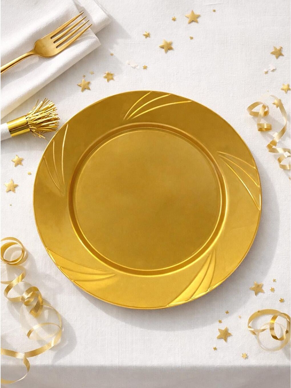 Sarı Lüks Plastik Mika Tabak 6'lı 26 Cm Gold