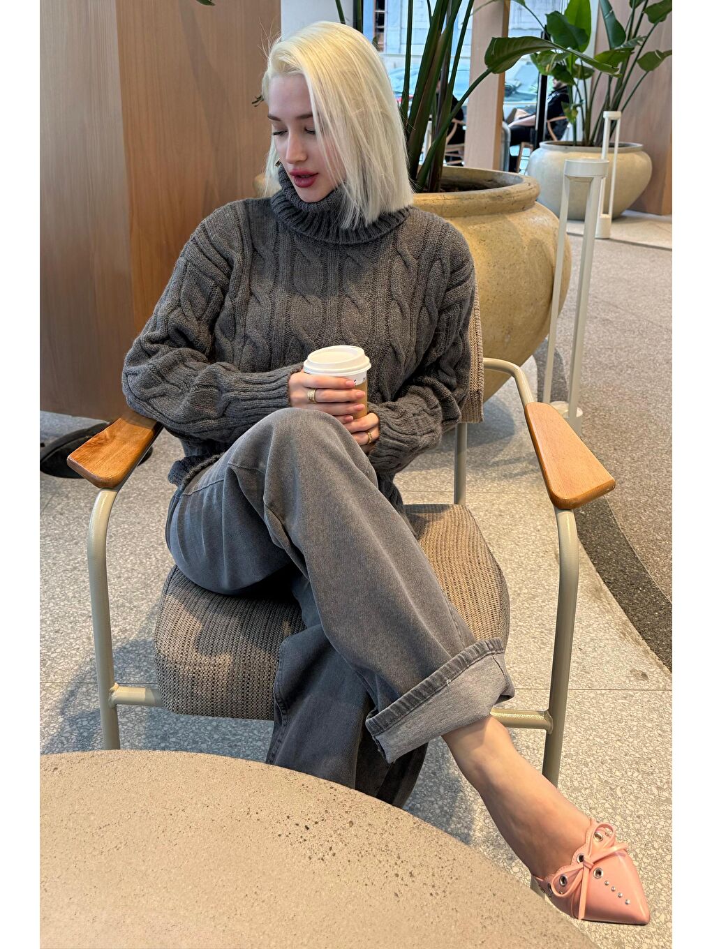 Antrasit Boğazlı Triko Kazak Mg2376-6