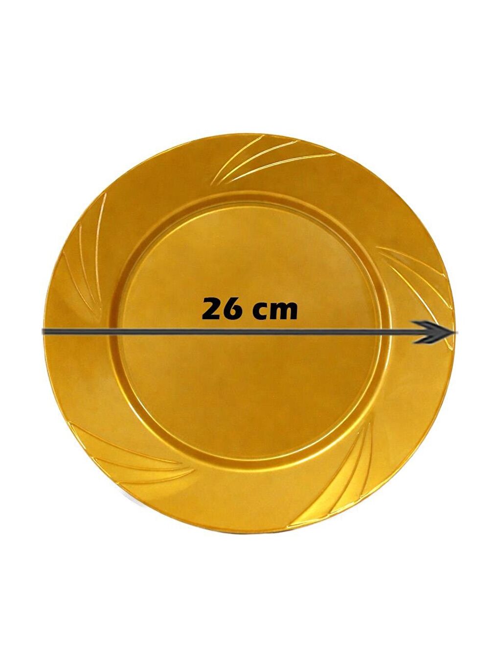 Sarı Lüks Plastik Mika Tabak 6'lı 26 Cm Gold-2