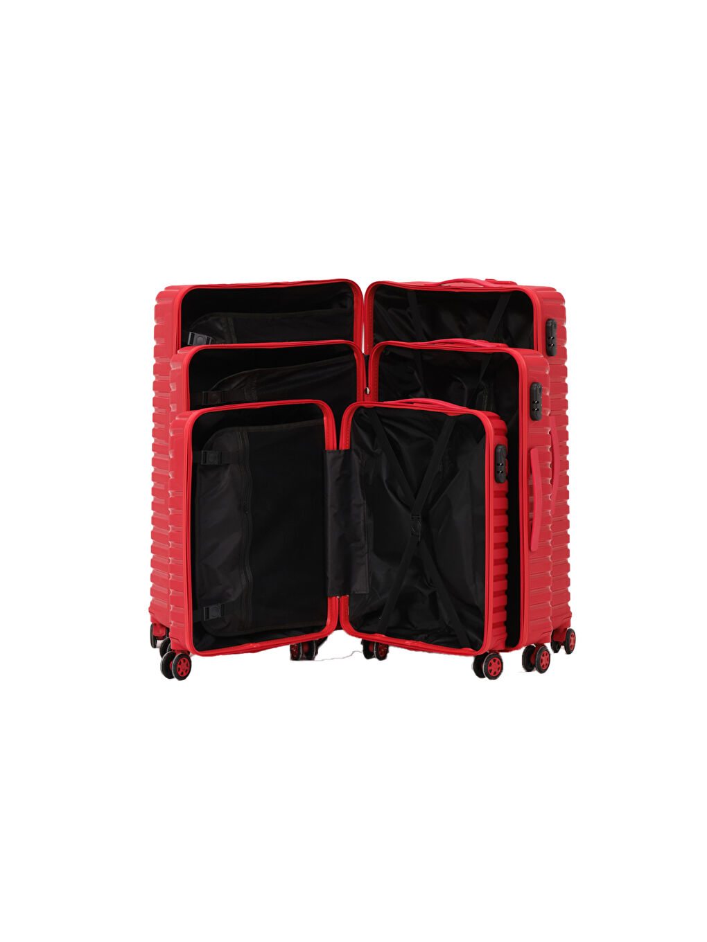 3’lü Set Kırmızı PP Valiz-2