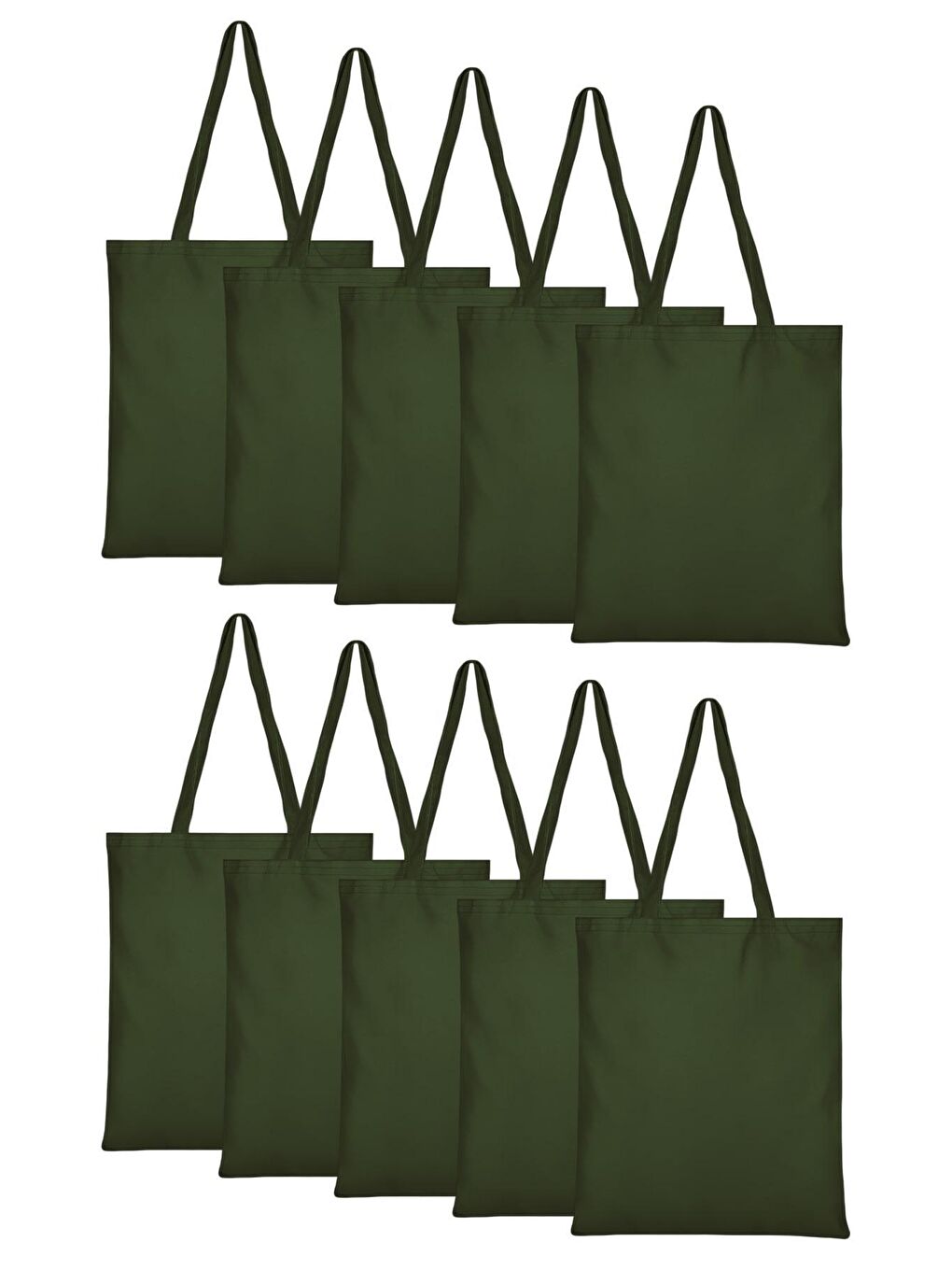 10 Adet Koyu Yeşil Bez Çanta