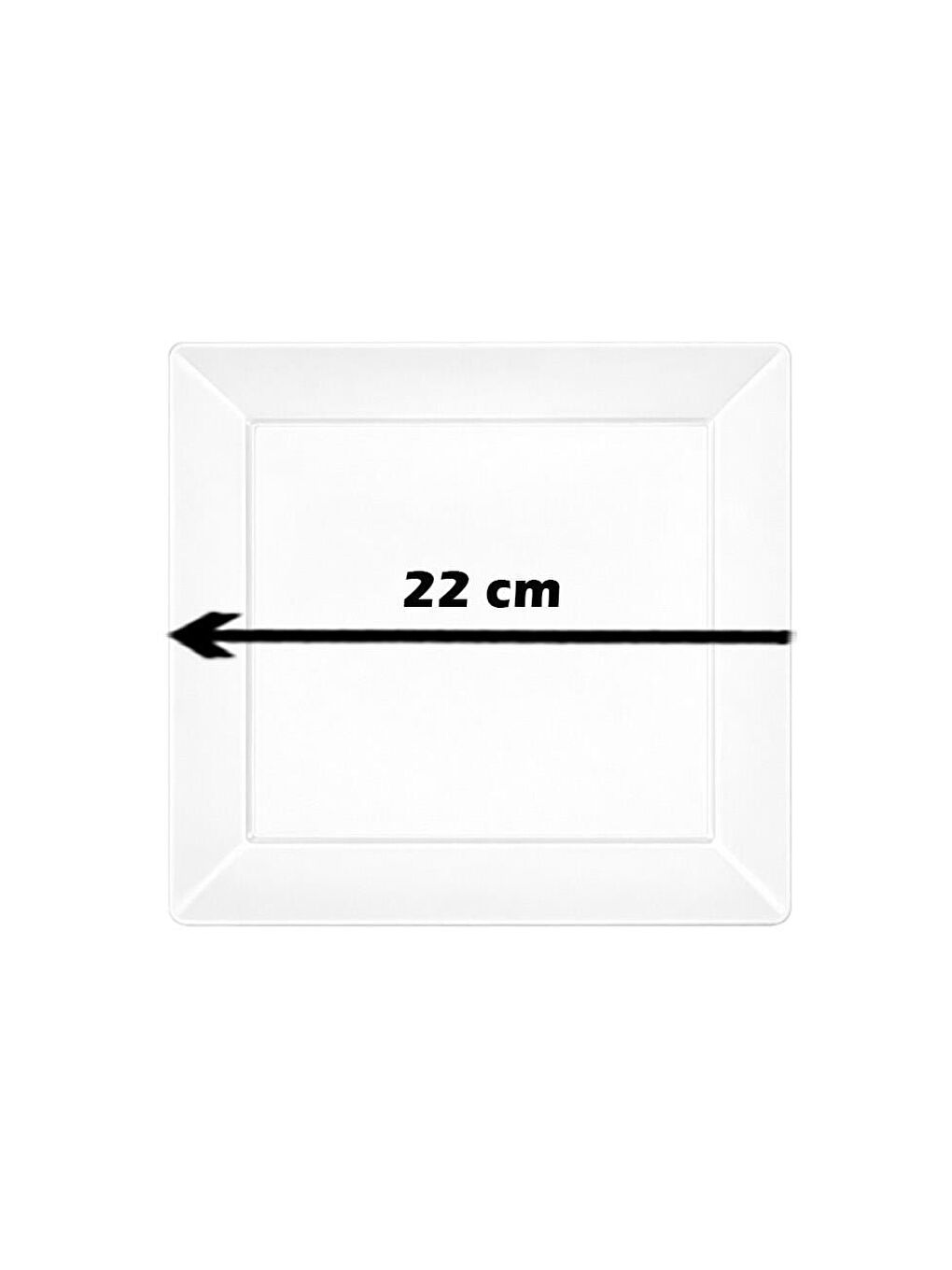 Plastik  Kare Tabak 22 Cm Beyaz 10'Lu-1