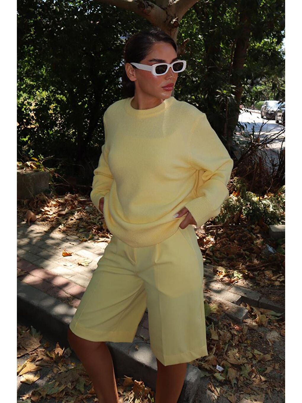 Sarı Bisiklet Yaka Kadın Triko Kazak Mg2494-3