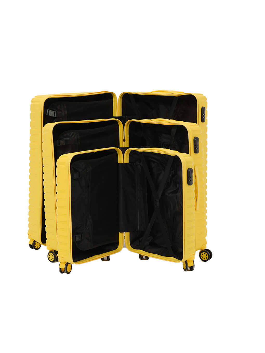 3’lü Set Sarı PP Valiz-1